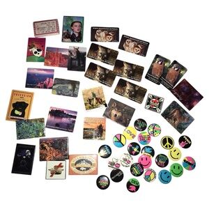 Assorted Decorative Magnets and Buttons Set
